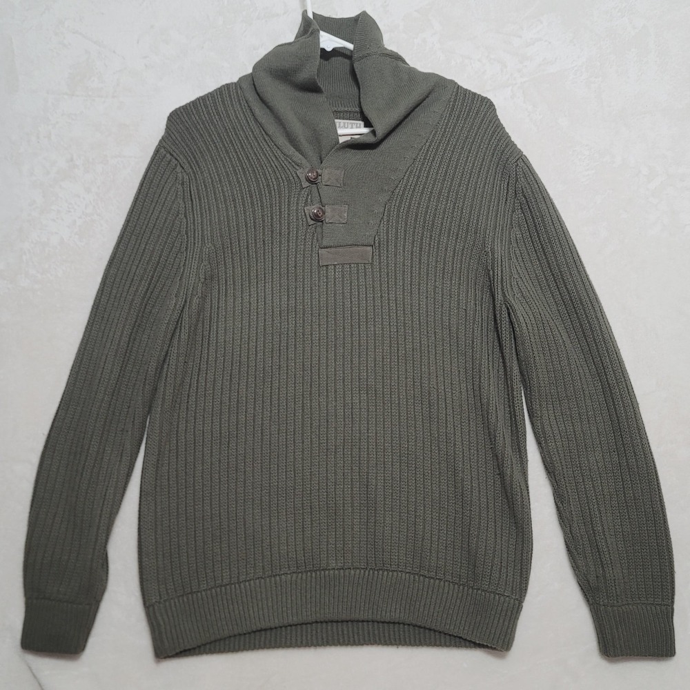 Duluth Trading Sweater Mens Large Tall Shawl Collar Wool Blend Pullover Knit